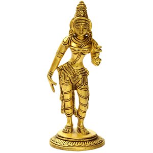 Escultura de la Diosa Parvati en Latón Hecha a Mano en India, Modelo de Ídolo Indio XR49, Hecho en India - Product Image 1