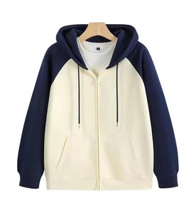 เสื้อฮู้ดซิปสีดำขายส่ง แบบยูนิเซ็กส์ สีตัดต่อ มีซิป ฮู้ดดี้เปล่าทรงโอเวอร์ไซส์ ผ้าฟลีซคุณภาพสูง สำหรับผู้ชาย พิมพ์ลายได้ - Product Image 4