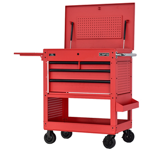 Chariot utilitaire robuste en acier thermolaqué à 4 tiroirs avec fermeture amortie, garantie OEM de 3 ans pour le rangement en garage et atelier - Product Image 3