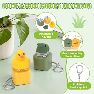 Portachiavi con Tastiera LED a Forma di Anatra che Quacca e Rana che Ruggisce, Giocattolo Sensoriale Ricaricabile, Cubo Antistress con Clicker - Product Image 3