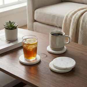 Ensemble de dessous-de-plat en marbre naturel, vaisselle élégante, cadeau pour lui ou pour elle - Product Image 1