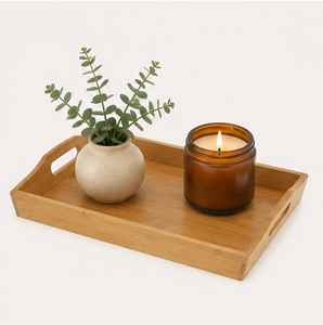 Modern Eco-friendly Durable <b>Bamboo</b> Wooden Serving Platter & Tray with Floral Design for Wedding Tea <b>Coffee</b> Fruit Snack Serving - Product Image 6