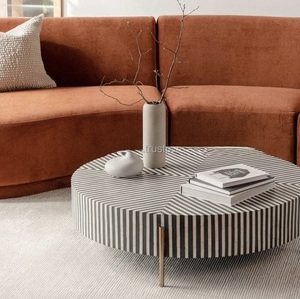 Mesa con Incrustaciones de Hueso de ILAHI, Diseño Moderno con Detalles de Ágata, Almacenamiento Portátil, Muebles para el Hogar - Product Image 2