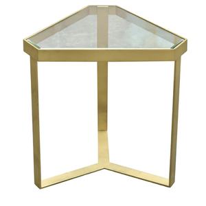 High Quality Gold Plated Metal Glass <b>Top</b> Modern Portable Nightstand Elegant Triangle-Shaped Home Interior Decor - Product Image 1