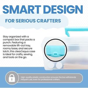 Organizzatore Portatile per Materiali Creativi 6937AG Essentials, Scatola con Vassoio Estraibile Trasparente/Azzurro con Maniglia - Product Image 2