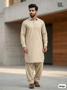 Kurta Pathani traditionnel indien pour homme, en coton de qualité supérieure, entièrement cousu, avec pantalon Salwar, pour vêtements masculins. - Product Image 2
