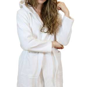 Albornoz de tela de algodón orgánico y bambú para mujer, estilo hotel, térmico, elegante, transpirable, ecológico, suministro al por mayor del fabricante - Product Image 4