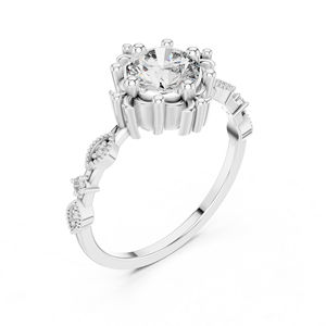 แหวนเพชรทรงกลมทองคำ 14K สำหรับผู้หญิง |   ชุดลำลองสำหรับใส่ทุกวัน |   เพชรที่เพิ่งเพาะเลี้ยง - Product Image 3