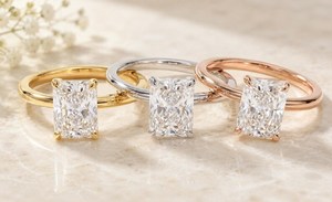 Anillo Vintage con Diamante Cultivado en Laboratorio, Corte Radiante, Chapado en Oro de 14K, Cadena de Oro Blanco, Joyería Ética y Sostenible para Novia, Regalo de Aniversario - Product Image 3