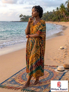 Women Printed <b>Kaftan</b> Dress Loose Fit Beach Cover Soft Fabric <b>Summer</b> Wear Stylish Design Custom Bulk Manufacturing Export Supply - Product Image 5