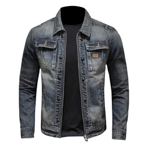Chaquetas Vaqueras de Mezclilla 100% Algodón con Diseño Personalizado, Estilo Moderno y de Alta Gama, Chaqueta Vaquera para Hombre - Product Image 1