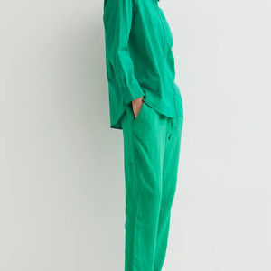 Pantalon en coton et lin pour femme, taille large, couleur unie, taille élastique, coupe décontractée, printemps et été - Product Image 3