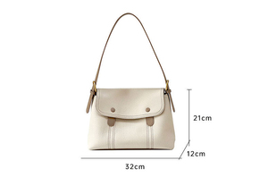 Mini sac à bandoulière en cuir pour femmes, style minimaliste à la mode avec fermeture à bouton pour un usage quotidien, 32x21x12cm - Product Image 5