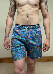 Pantaloncini <span class=keywords><strong>da</strong></span> <span class=keywords><strong>bagno</strong></span> <span class=keywords><strong>da</strong></span> <span class=keywords><strong>uomo</strong></span> con stampa Paisley, ad asciugatura rapida, con coulisse, casual, a vita media, in poliestere, per la spiaggia - Product Image 2