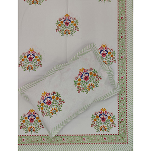 Sábana Plana de Algodón con Estampado Geométrico a Mano, 200 Hilos, Color Blanco Butta, para Cama Doble, Transpirable, para Uso Doméstico, Hotelero y de Lujo - Product Image 1