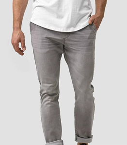 Jeans droits pour hommes, jeans en denim élégants, vêtements de rue pour hommes, coupe ajustée blanche, jeans stretch slim fit pour hommes - Product Image 2