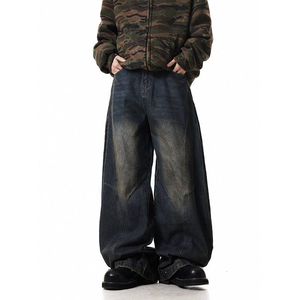 Jeans de mezclilla de corte relajado para hombre al por mayor, jeans de mezclilla rígida con dobladillo para compradores minoristas, suministro a granel - Product Image 1
