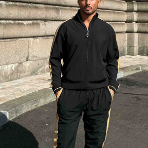 Chaqueta Deportiva con Capucha y Cierre para Hombre, Negra, con Forro Polar de Algodón, Secado Rápido, Transpirable, Corte Regular, Resistente al Viento, para Invierno - Product Image 4