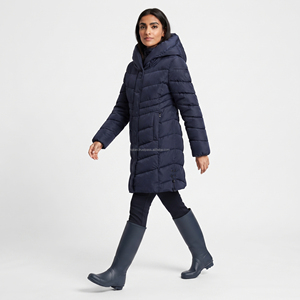 Manteau long à capuche pour femme, couleur unie, épais et chaud, vêtement d'extérieur d'hiver, manches longues, style décontracté, rembourrage en fibre de polyester - Product Image 3