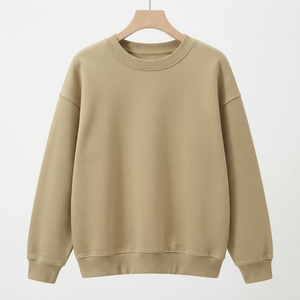 Sweat-shirt gris à col rond pour femme, manches longues, décontracté, en polaire, pull-over doux et léger, streetwear, vente en gros personnalisée - Product Image 1