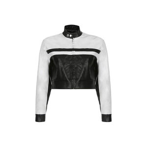 Top Women's Fashion <b>Gothic</b> Style Motorcycle <b>Jacket</b> Custom Stand Collar Design Short Length Winter Genuine Nappa Leather - Product Image 1