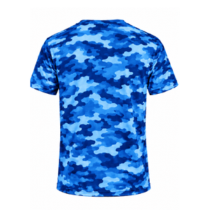 Camiseta Deportiva Personalizada Azul Rey con Camuflaje para Hombre, Manga Corta, Cuello Redondo, Estampado de Camuflaje, para Entrenamiento, Running, Gimnasio, Rendimiento Atlético - Product Image 2