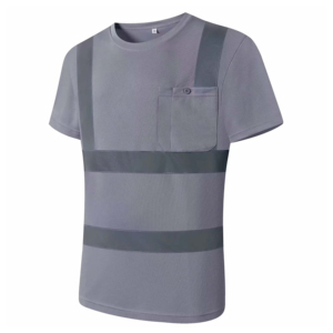 T-shirt de travail haute visibilité pour homme, vêtements de sécurité en polyester avec bandes réfléchissantes et poche poitrine - Product Image 3