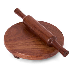 Top Sale Wooden Chakla Belan Set Non-Stick Eco-Friendly <b>Rolling</b> <b>Pin</b> (35cm) Pastry Board for Roti Pizza Crust Flatbreads - Product Image 1