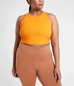 Top de Yoga Personalizado con Logotipo, Nuevo, Liso, Talla Grande, al por Mayor, Top Corto Acanalado sin Mangas para Mujer, para Gimnasio, Correr, Entrenamiento - Product Image 1