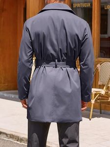Manteau trench mi-long pour homme, double boutonnage, résistant à l'eau et au vent, qualité supérieure, veste tendance pour l'automne et l'hiver - Product Image 4