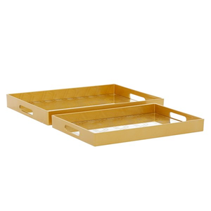 Plateaux de rangement organisateurs au design magnifique, 2 pièces de tailles différentes, en laiton poli miroir doré, plateau de service - Product Image 1