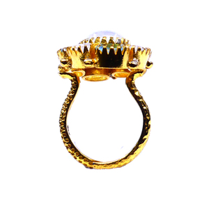 Flower Shape <b>Opal</b> Cluster <b>Ring</b> Gold Plated Bezel Setting Vintage Women's Jewelry - Product Image 5