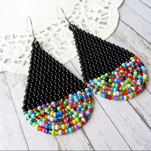Embroidery Crafts Beaded Earrings Women Style for Wedding - Product Image 1