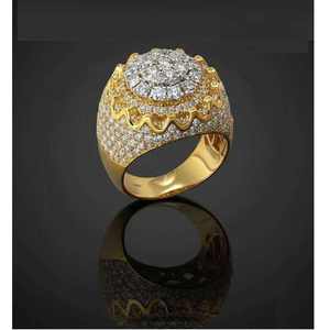 Premium Hip Hop Iced Out Diamond Style Ring 925 Sterling <b>Silver</b> or 10K 14K Gold Finish Luxury <b>Crown</b> Cluster Ring for Party - Product Image 3