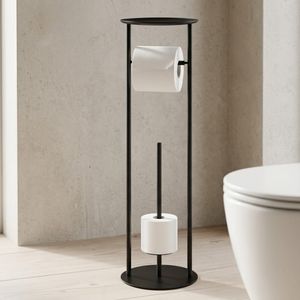 Porte-rouleau de papier toilette et de serviettes en acier durable au design contemporain, sur pied, pour une organisation optimale de l'espace - Product Image 1