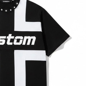 Custom Graphic Printed Streetwear T-shirt with Star <b>Studded</b> Neckline and Cross Block Pattern - Product Image 6