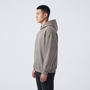 Sweat-shirt à capuche surdimensionné pour homme en molleton épais avec poche kangourou, poignets côtelés, en polyester/coton, poids du tissu 320g - Product Image 2