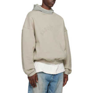Haute qualité 2 couches hommes sweats à capuche Double couche coton éponge pull recadrée essentiel sweats à capuche imprimé en relief - Product Image 5