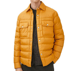 Veste matelassée marine pour homme, col rabattu, fermeture à boutons, coupe-vent, style décontracté, rembourrage en polyester, vêtements d'hiver - Product Image 4