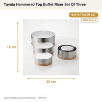 Ensemble de supports de buffet modernes réutilisables en acier inoxydable SS304, finition cuivre brossé, 25 cm, lot de trois
