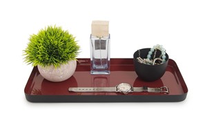 Plateau rectangulaire en fer de qualité supérieure, finition marron miroir élégante, durable et résistant à la rouille, parfait pour la décoration de la maison, le café ou le service. - Product Image 3