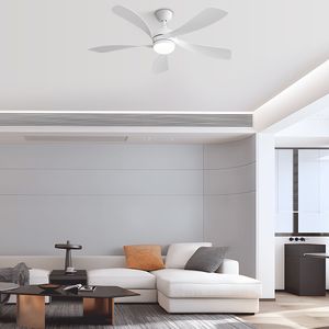 Ventilatore da soffitto moderno reversibile da 52 pollici con motore DC, 5 pale in ABS e luci LED con telecomando, bianco, per camera da letto - Product Image 4