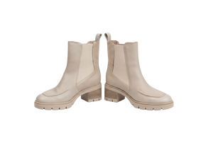 Bottines Chelsea à plateforme en PU beige, bout rond, talon épais, fermeture élastique, semelle extérieure antidérapante en TPR, pour l'été et l'automne - Product Image 4