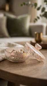 Natural Clear Polished Carved Nordic Design Crystal <b>Dessert</b> <b>Bowl</b> with Lid Dishwasher Safe for Home Decoration Feng Shui Gift - Product Image 3