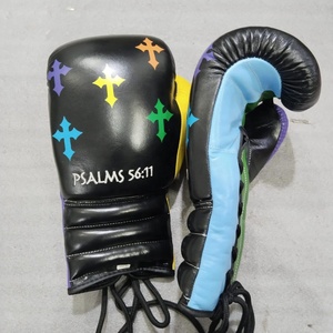 Gants de boxe en cuir véritable sur mesure noirs - Product Image 3