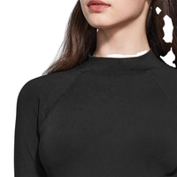 T-shirt de compression décontracté pour femme, grande taille, manches longues, respirant, antibactérien, écologique, séchage rapide, design yoga