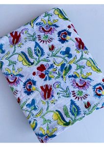 Tissu en coton pur 100% imprimé à la main avec motifs floraux indiens, vendu au mètre, pour robes, oreillers, coussins, fabrication OEM ODM, fabricant indien - Product Image 4