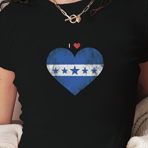 Camiseta corta de moda de mujer corazón Bandera de Honduras - Product Image 1