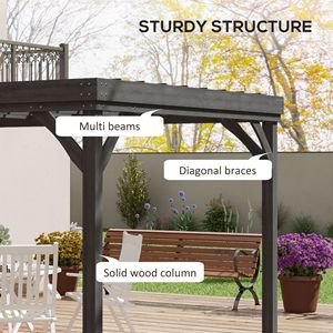 Pergola in Legno da Esterno 3x3,6m con Struttura Stabile, Ancoraggi in Cemento e Telaio Rivestito Grigio per Patio, Giardino e Ponte - Product Image 4