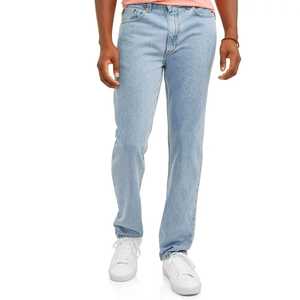 Jean en denim pour homme, coupe droite, extensible, décontracté, confortable, style moderne, 100 % coton, taille mi-haute - Product Image 1